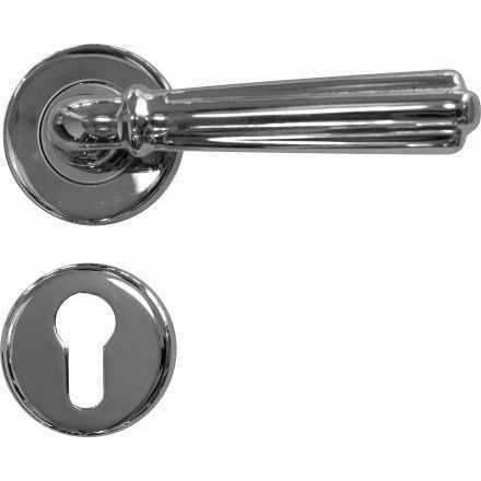 "Romy" - Shiny chrome designer door handles on rose - Decor Handles