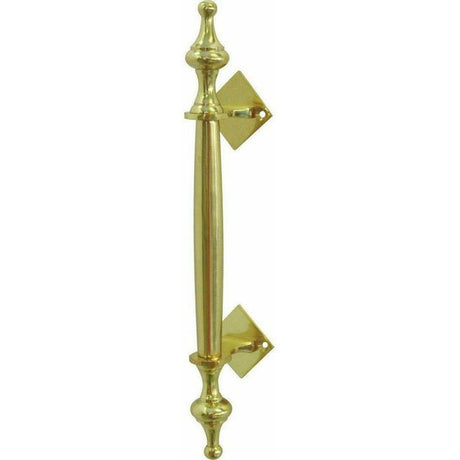 Solid brass pull handle with finials - 220mm - Decor Handles