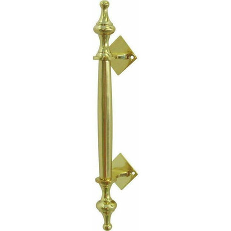 Solid brass pull handle with finials - 295mm - Decor Handles