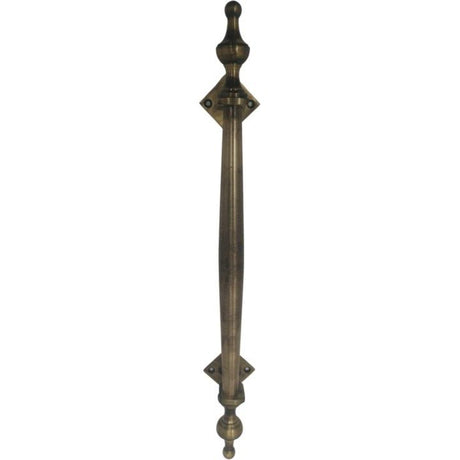 Solid brass pull handle with finials - 295mm - Decor Handles