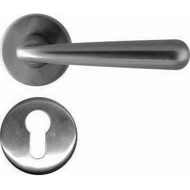 Solid stainless steel lever handle on rose - Decor Handles