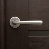 Solid stainless steel lever handle on rose - Decor Handles