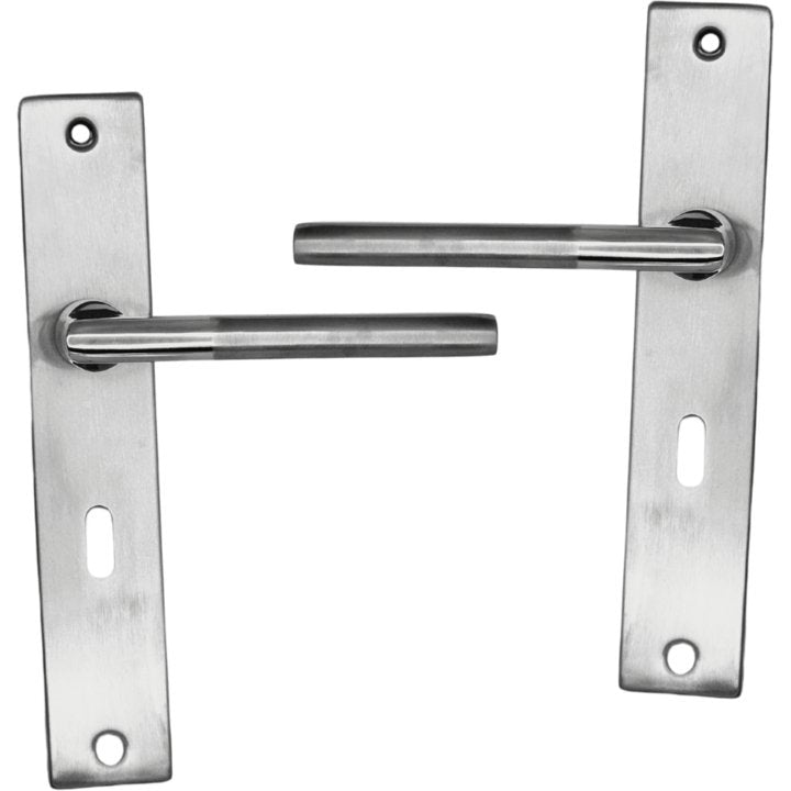 Square Modern Lever Handle on Plate - Decor Handles