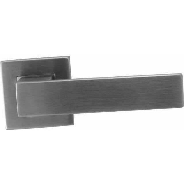 Square stainless steel lever handle on rose - Decor Handles